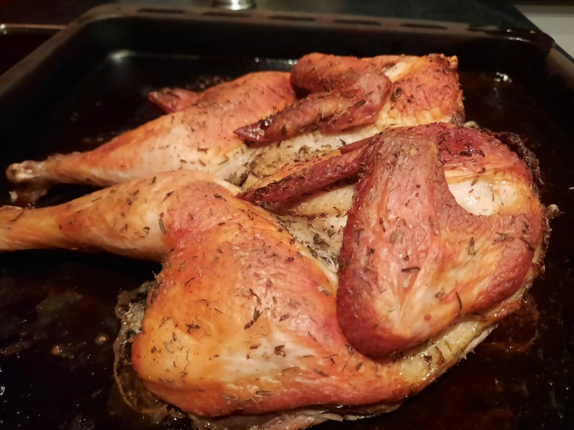 Just a simple roasted butterflied chicken