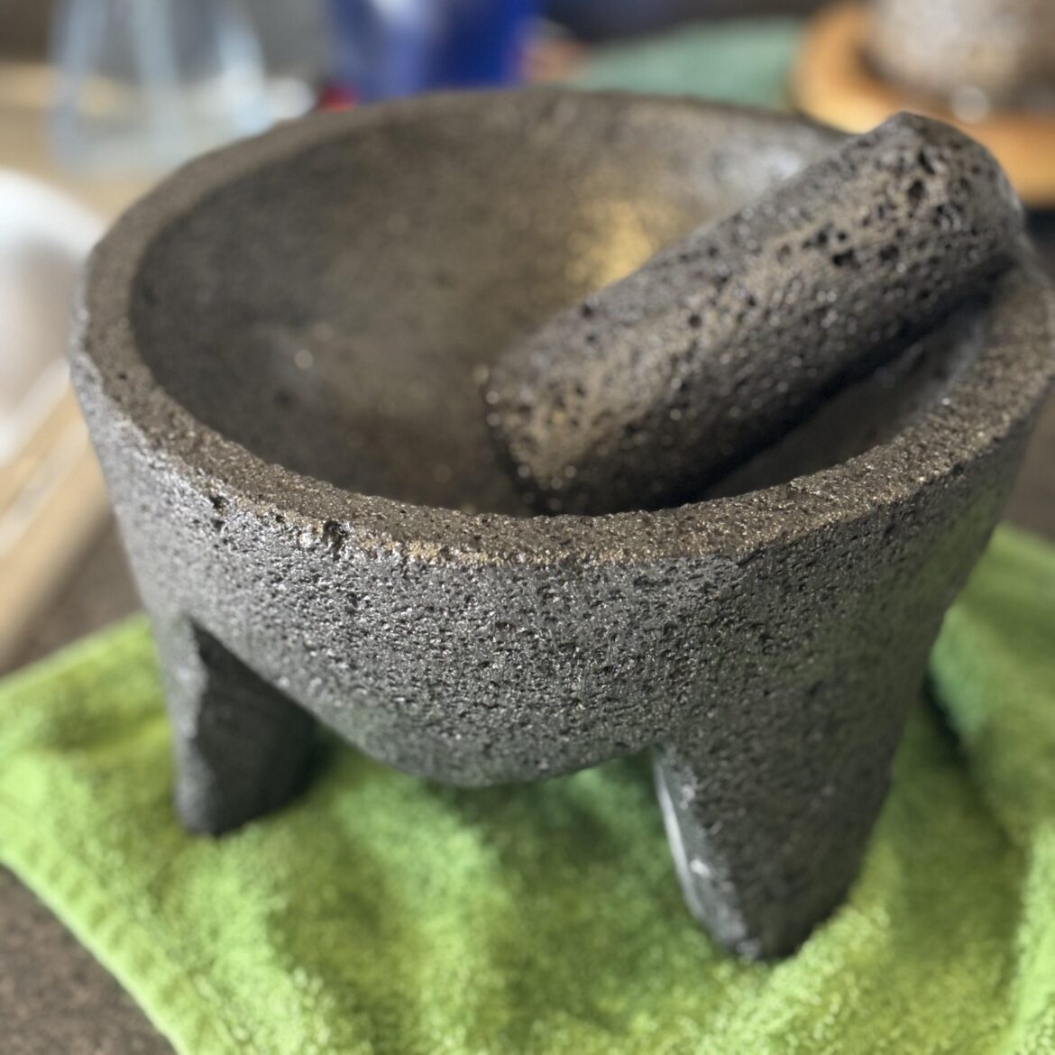 This molcajete stone is ready to roll