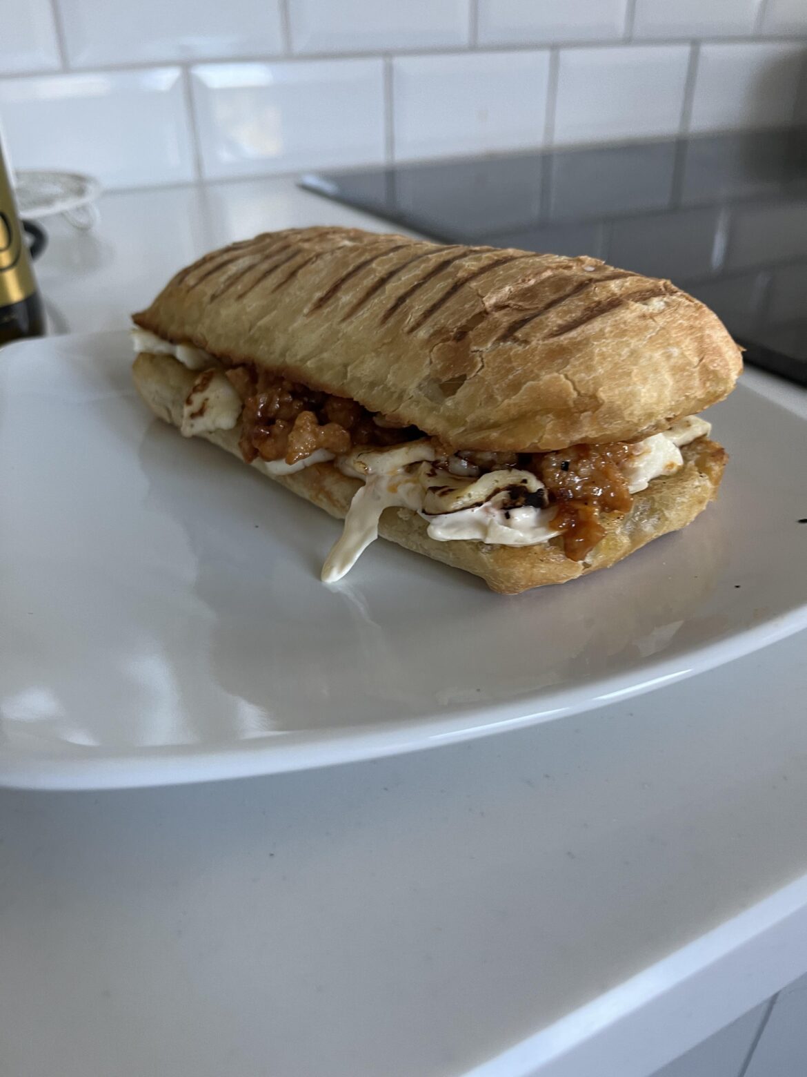 BBQ sausage and halloumi sandwich that I made for lunch on the weekend. Trying to make new things, this was awesome
