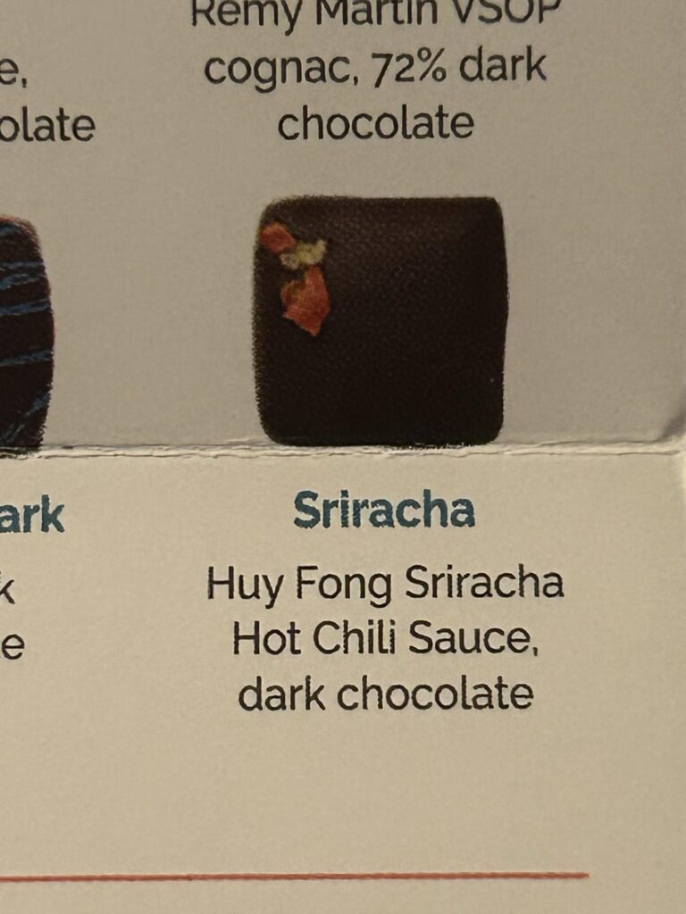 Eating some chocolates I got from my mom, wasn’t checking the guide to see what they were and was totally caught off guard by this one. It was actually quite hot, pretty great flavor too.