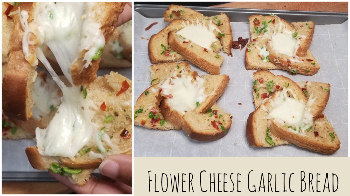 Flower shape garlic cheese bread