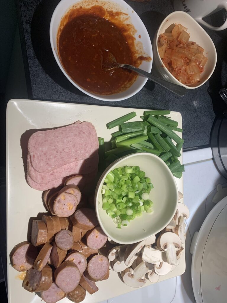 Starting my Korean food cooking arc with some simple budae jjigai. Hoping to do more stuff in the future.