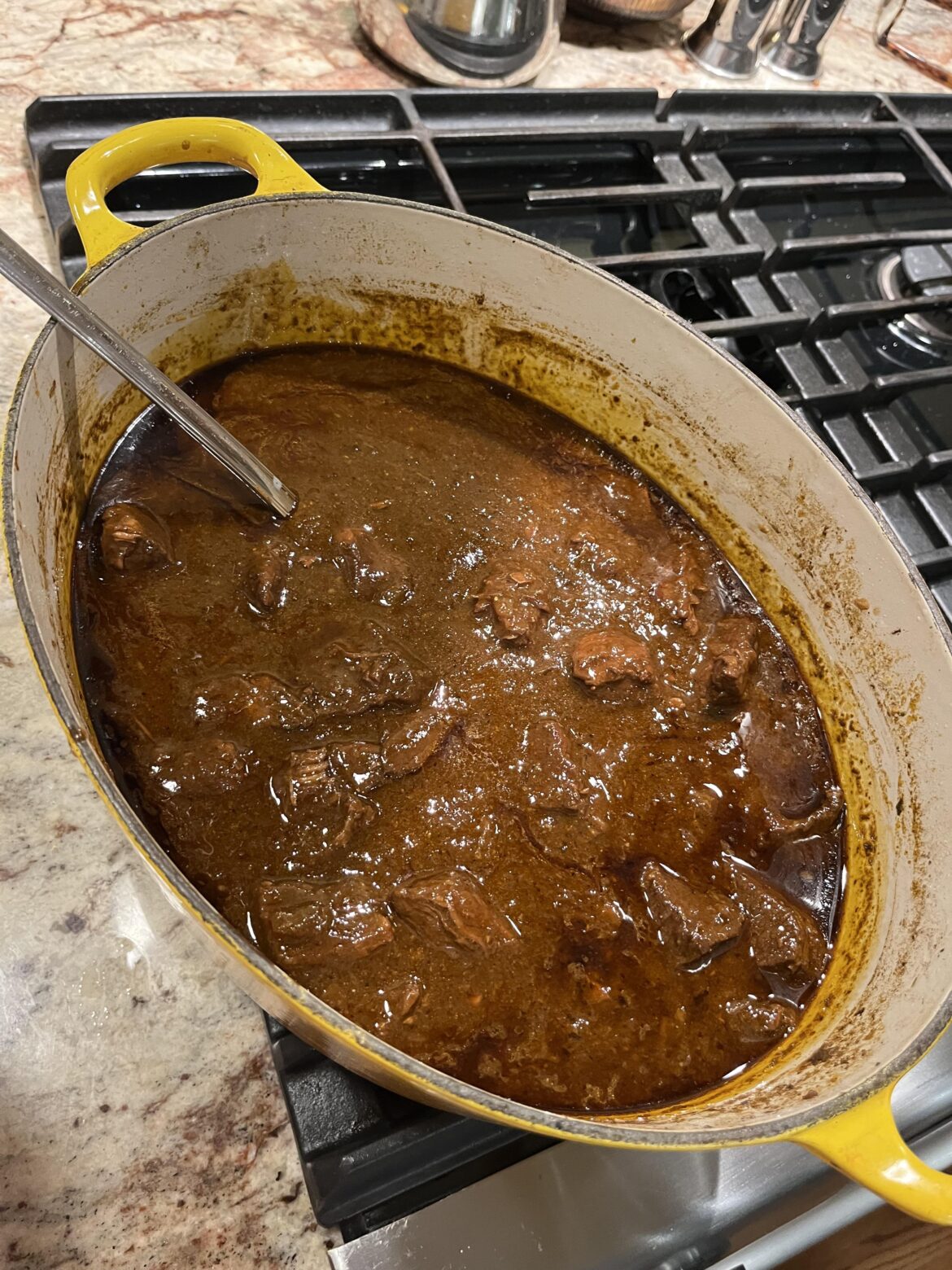Texas chili is done