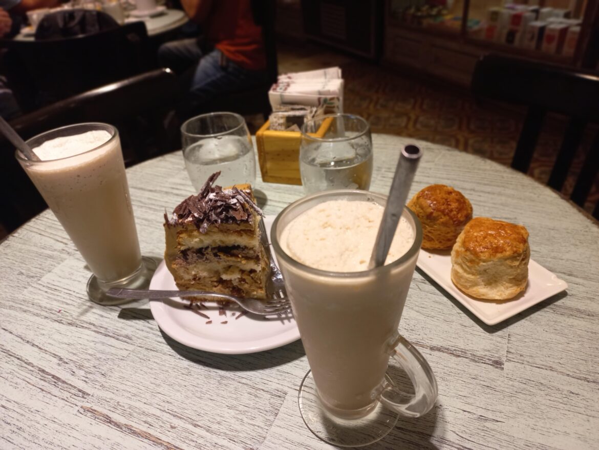 Variety of coffee with cold milk, a delight...