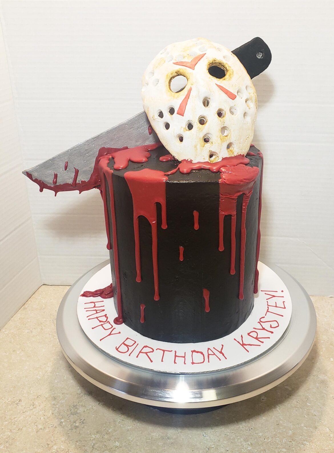 Friday the 13th themed birthday cake