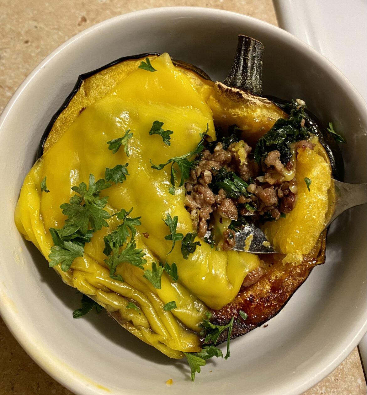 cheesy stuffed acorn squash
