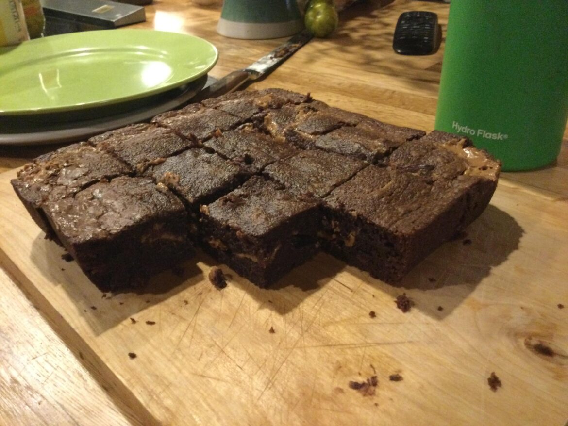 These are my double chocolate fudge peanut bustier brownies with habanero pepper, these are great for new people to spice, I used about 1 teaspoon habanero I grew, if you wanna turn it up a notch I suggest more pepper or hotter peppers!