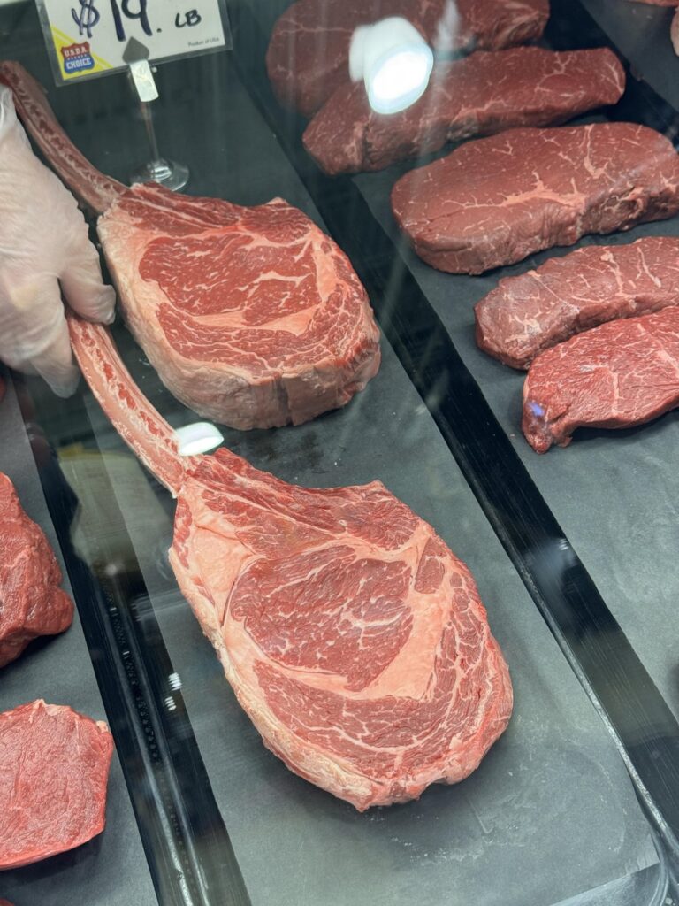 Tomahawk dinner with all the fixings.