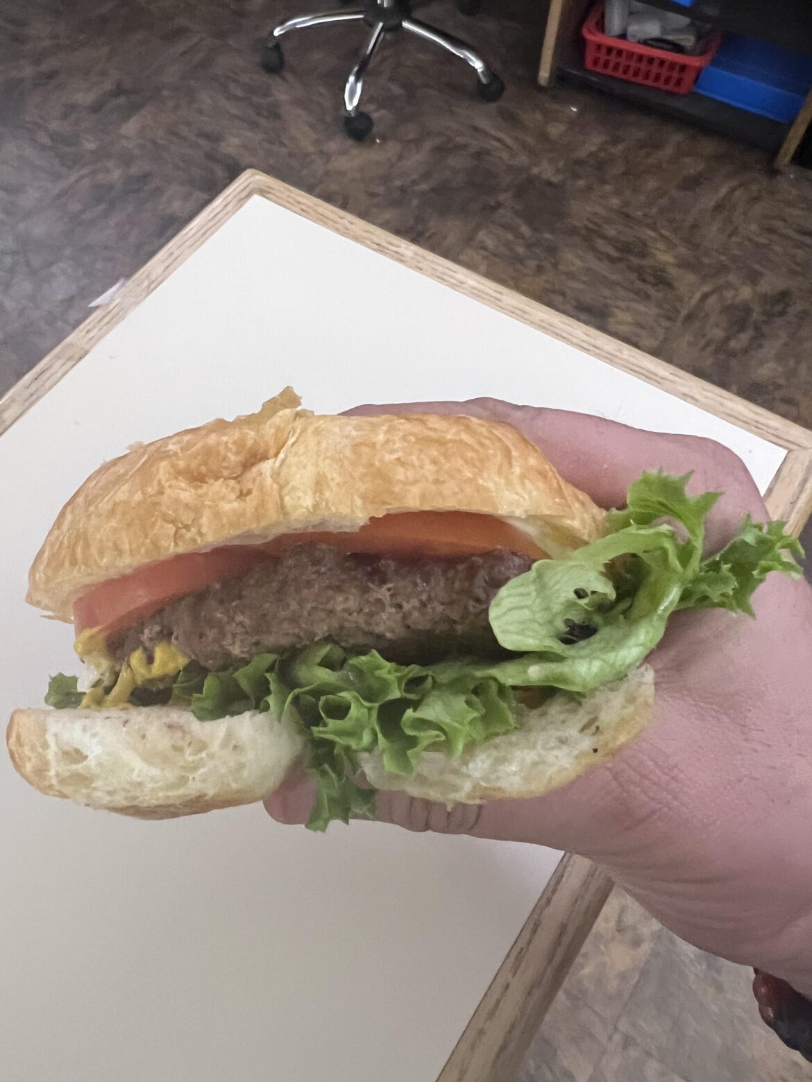 Ran out of buns so…croissant burger.