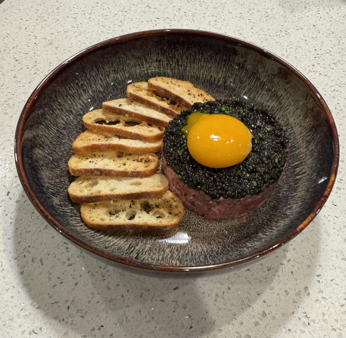 [home cook] steak tartare with caviar and confit egg yolk