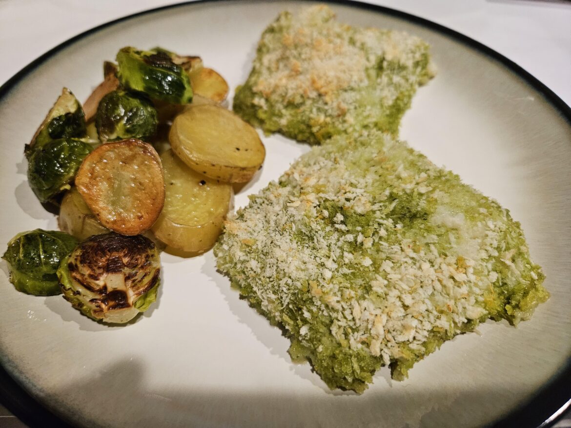 Sheet Pan Lemon-Pesto Cod w/Roasted Potatoes & Brussels Sprouts