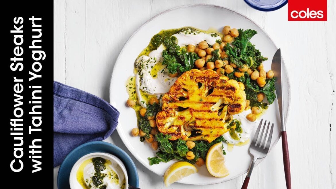 Cauliflower steaks with tahini yoghurt Cauliflower steaks with tahini yoghurt