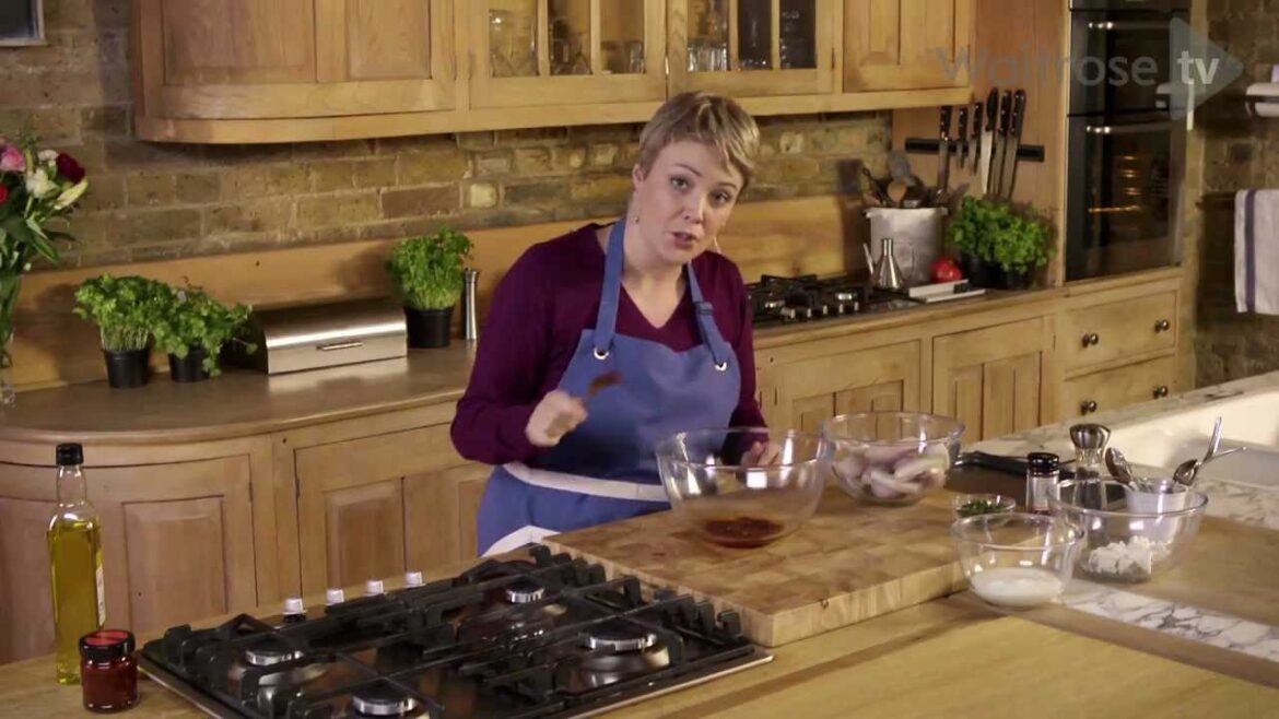 Harissa-baked sticky shallots with feta yogurt sauce - Waitrose