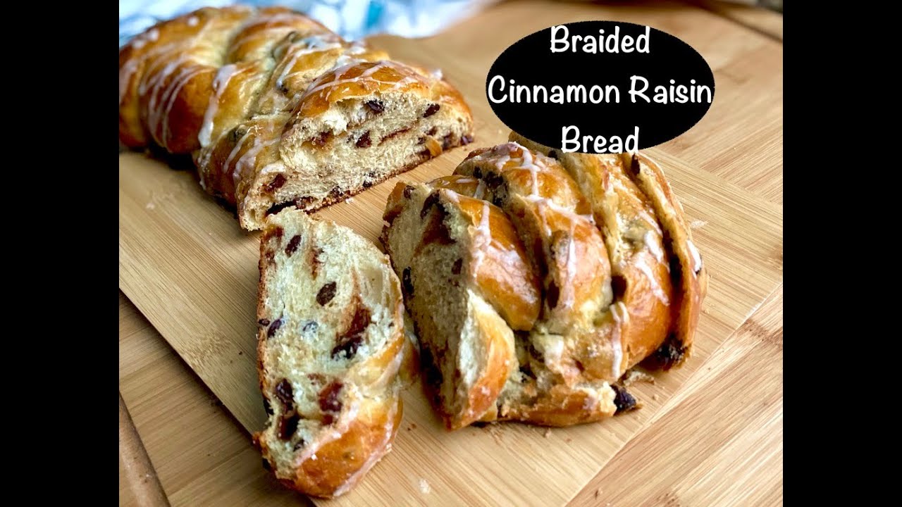 Easy 5 Minute Knead Braided Cinnamon Brown Sugar Raisin Bread with or
