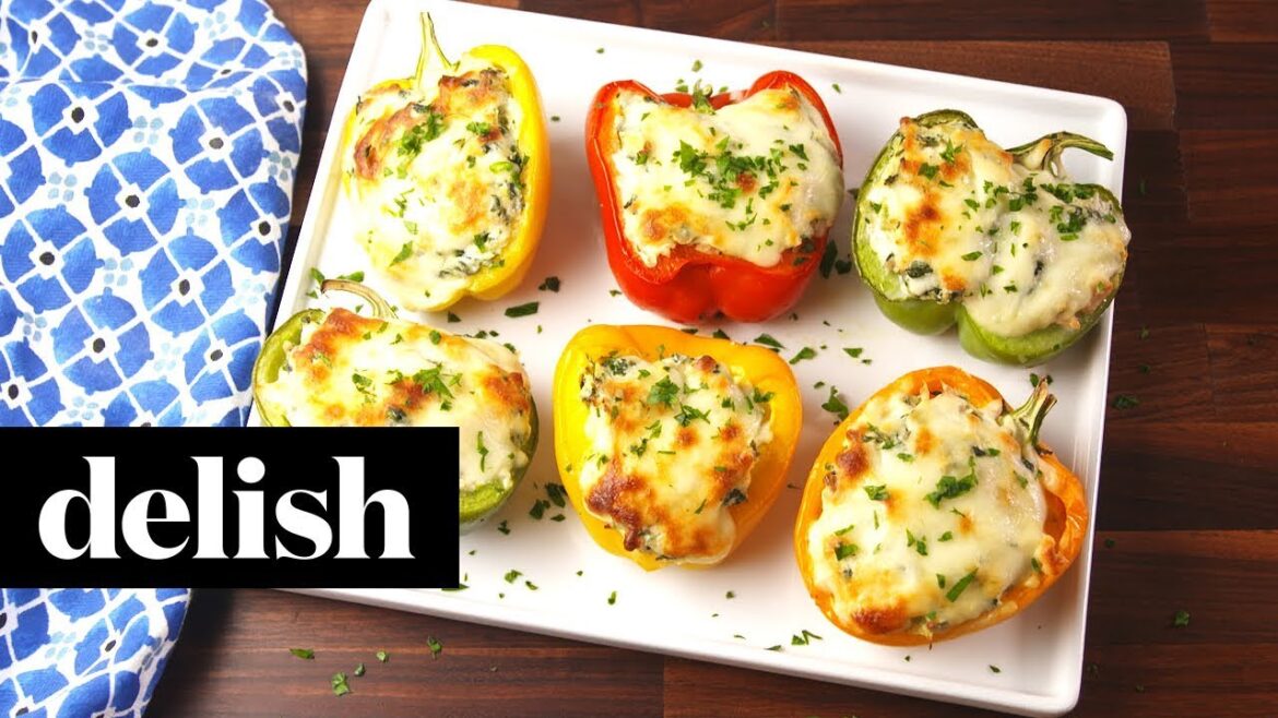 Spinach Artichoke Stuffed Peppers | Delish