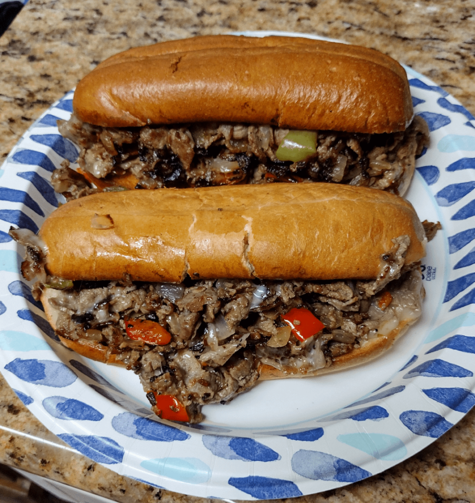 Cheesesteak with Onion, Bell Peppers, and Pepper Jack Chese