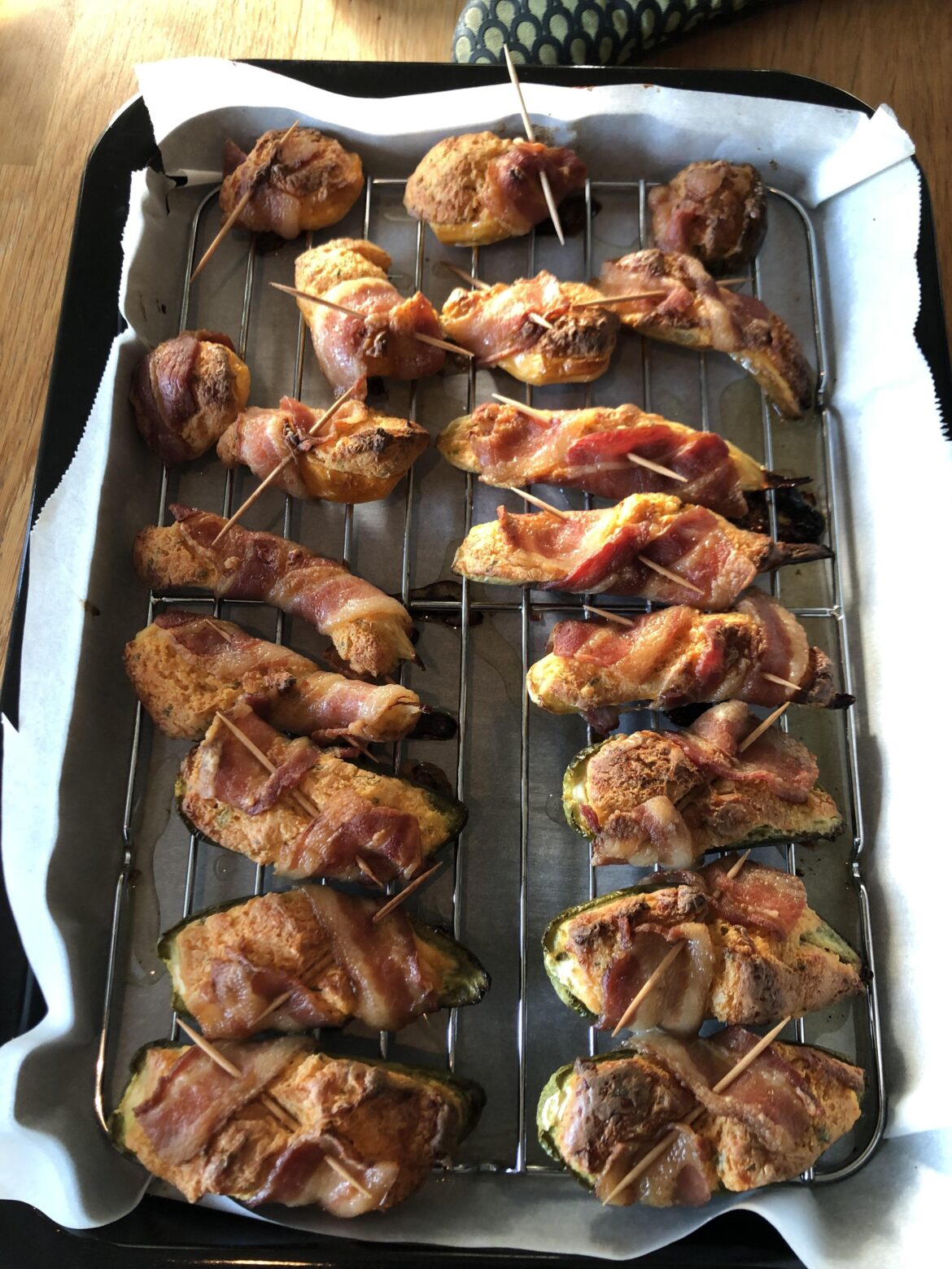 Jalapeño, sugar rush peach, and habanero poppers for a Saturday afternoon snack