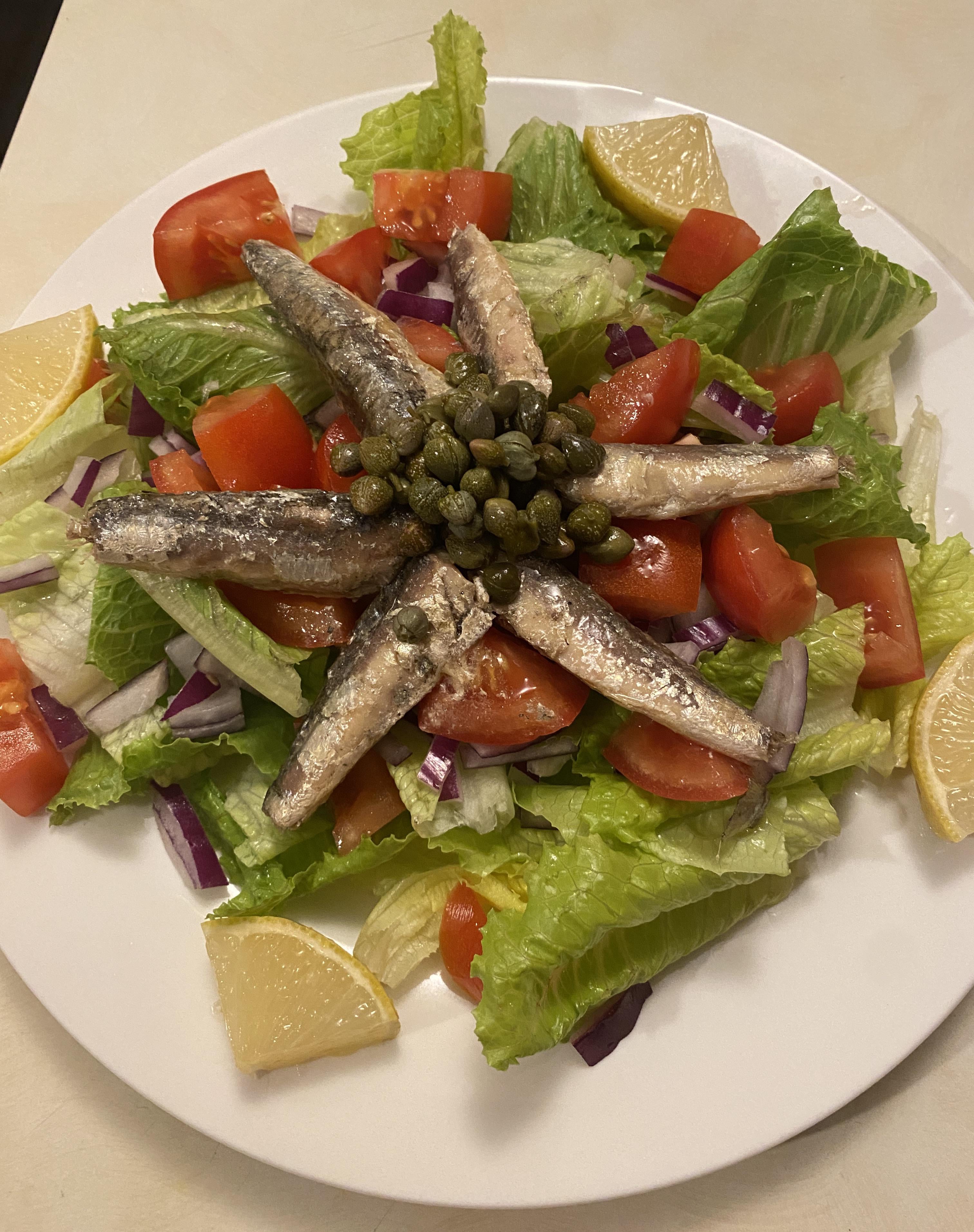 Anchovy salad. Dining and Cooking
