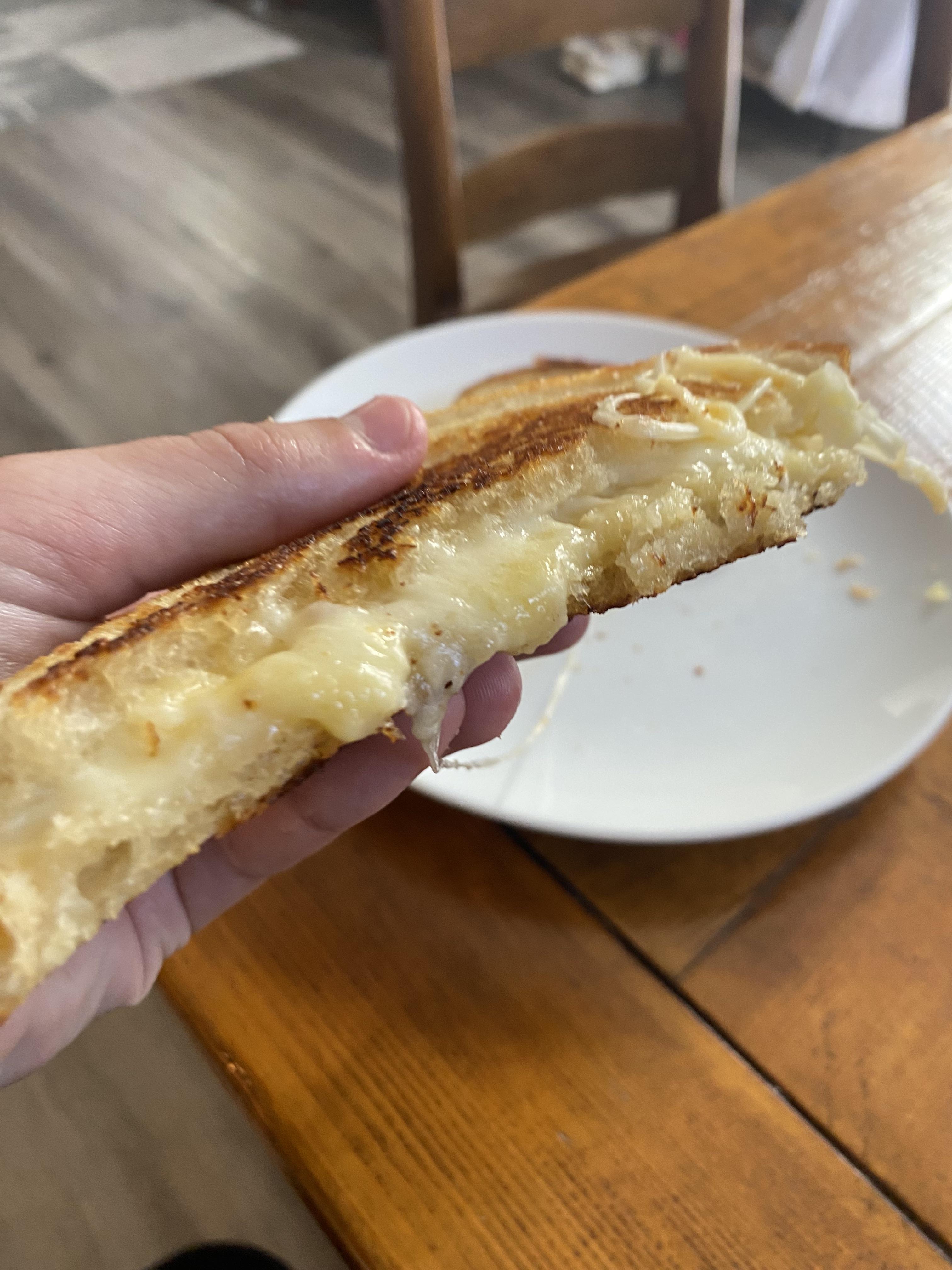 Muenster and english cheddar on sourdough Dining and Cooking