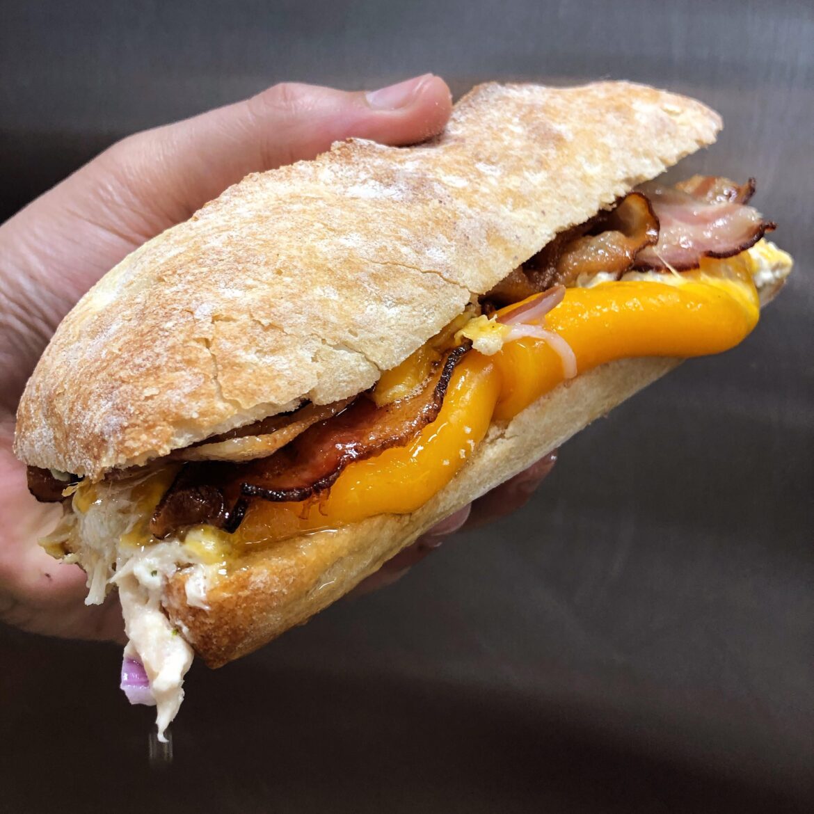 Tuna melt with bacon and cheddar.