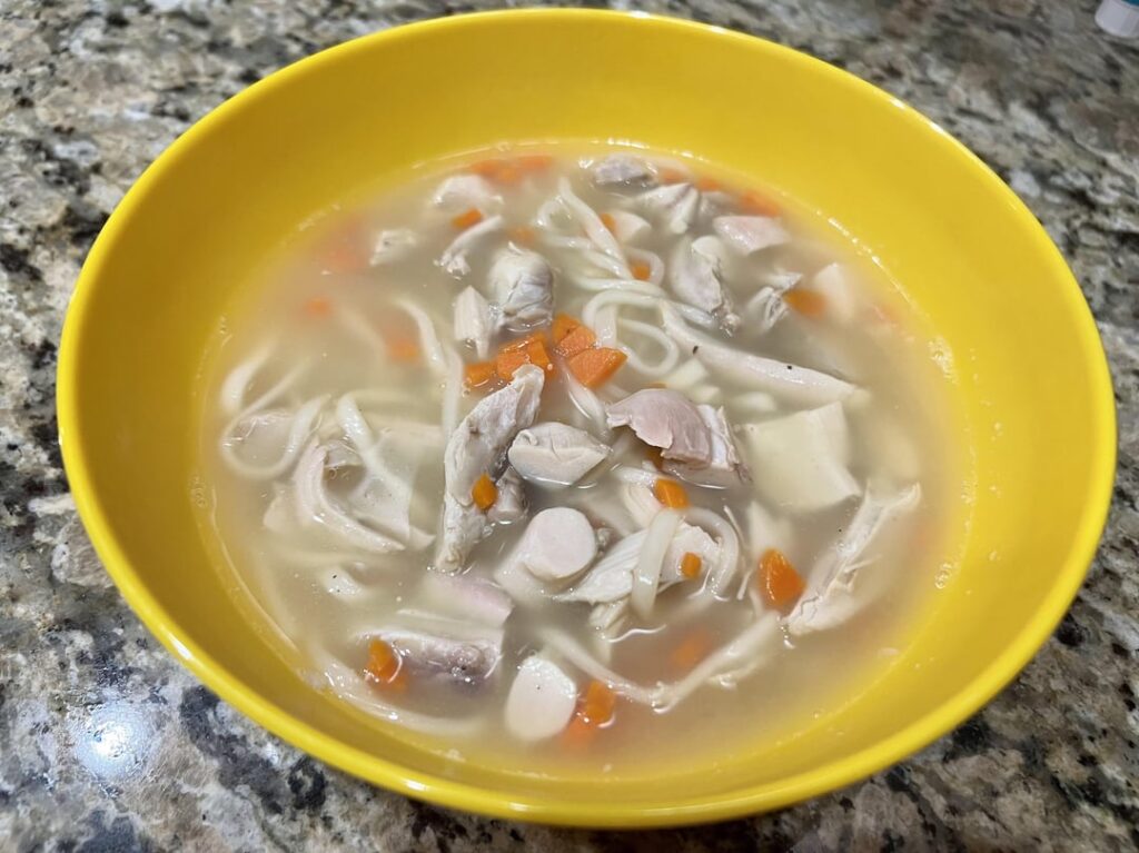 Costco rotisserie chicken, soupified 2 ways