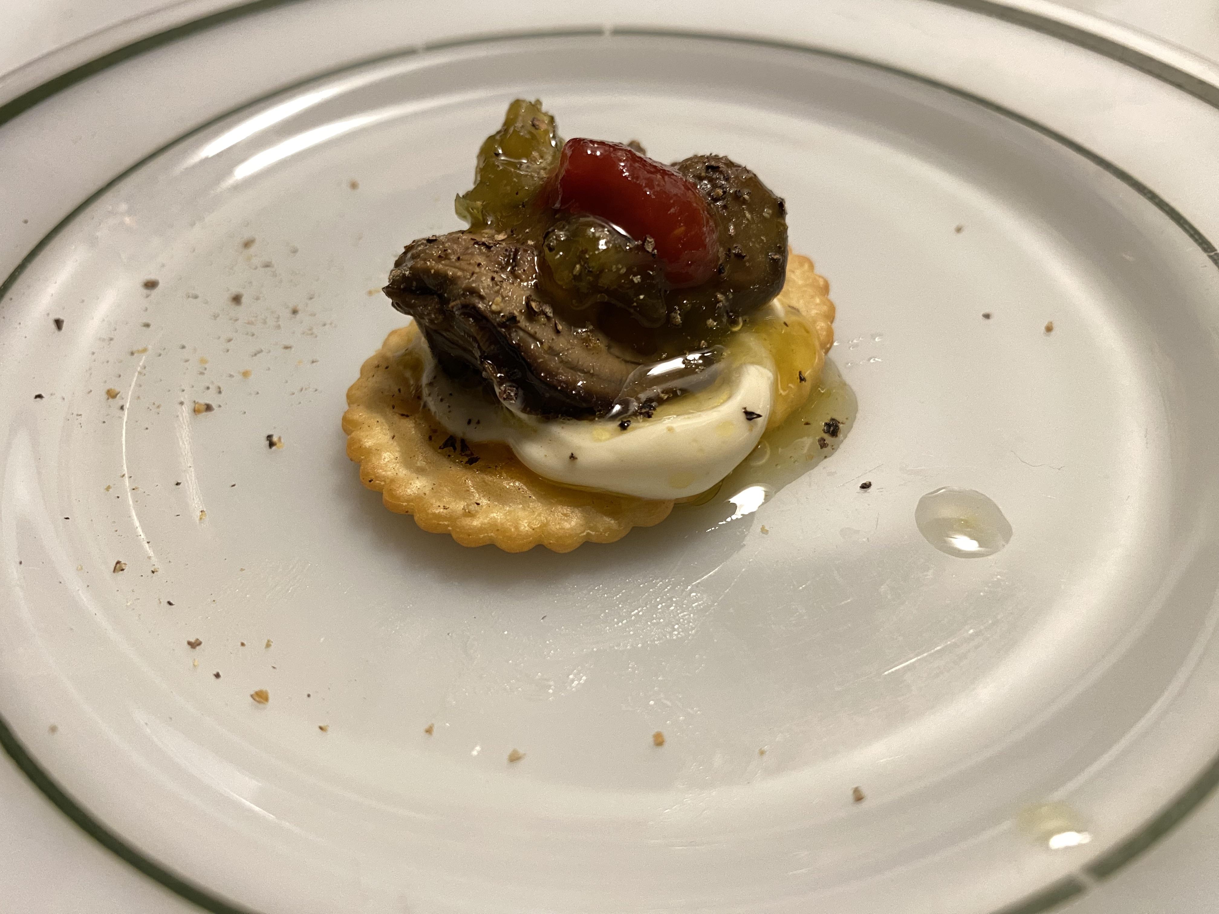 Oysters on Crackers for Dinner Dining and Cooking