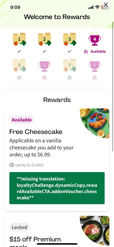Getting an error with adding my free Vanilla Cheesecake. Doesn’t even show as a possible add-on. Any help? Thanks.