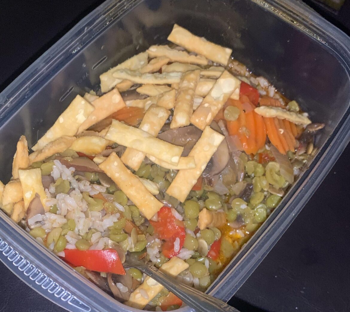 Coconut-Mushroom Green Split Pea Stew