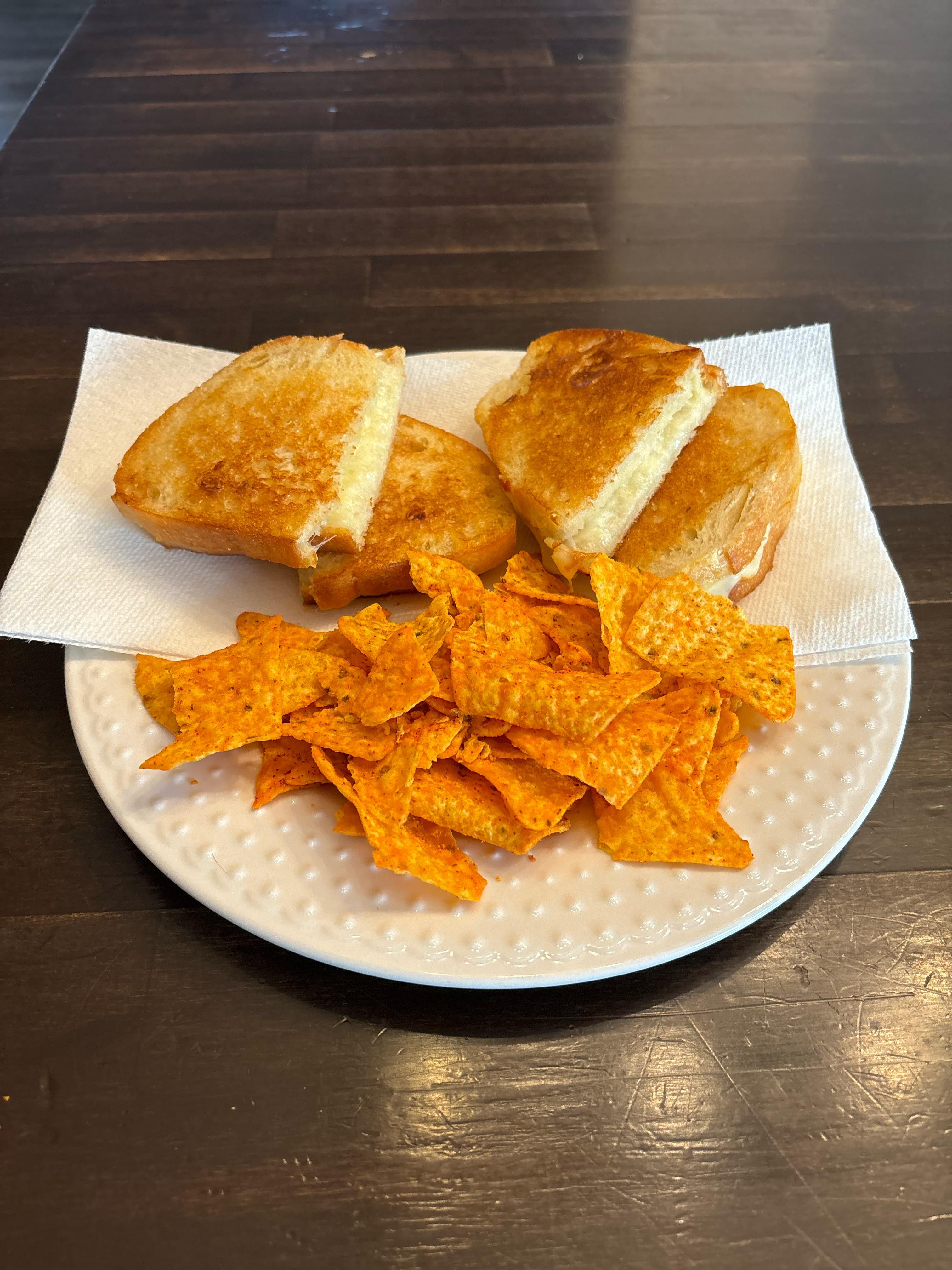 Sourdough, muenster, white cheddar, and mayo Dining and Cooking