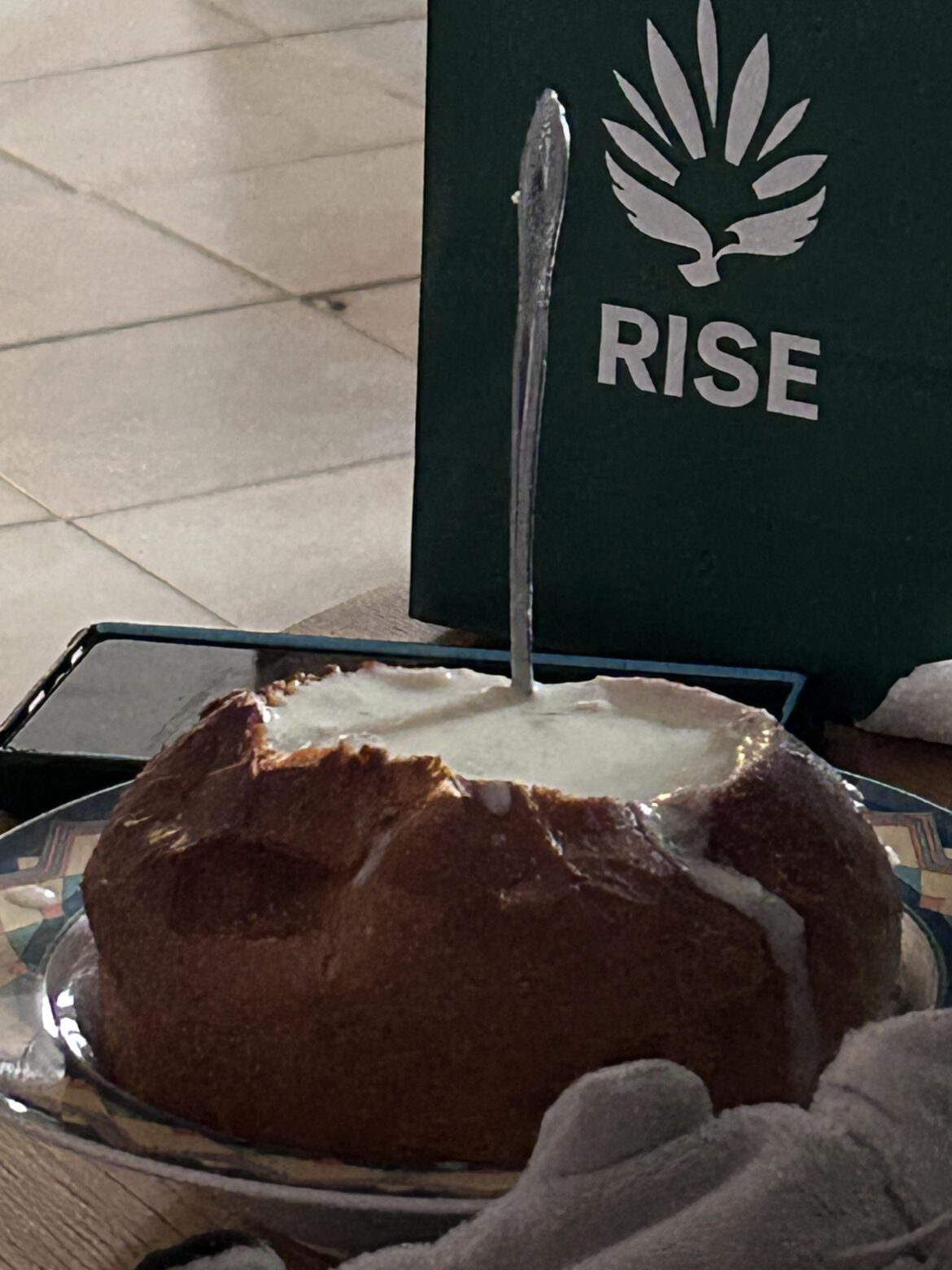 Clam chowder bread bowl