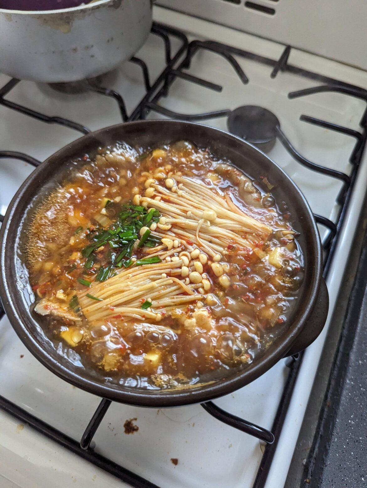 Soondubu Jjigae, one of my very favorite rainy day foods.