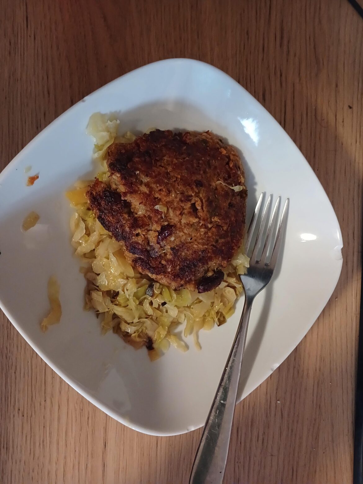 Homemade sauerkraut and vegan patty