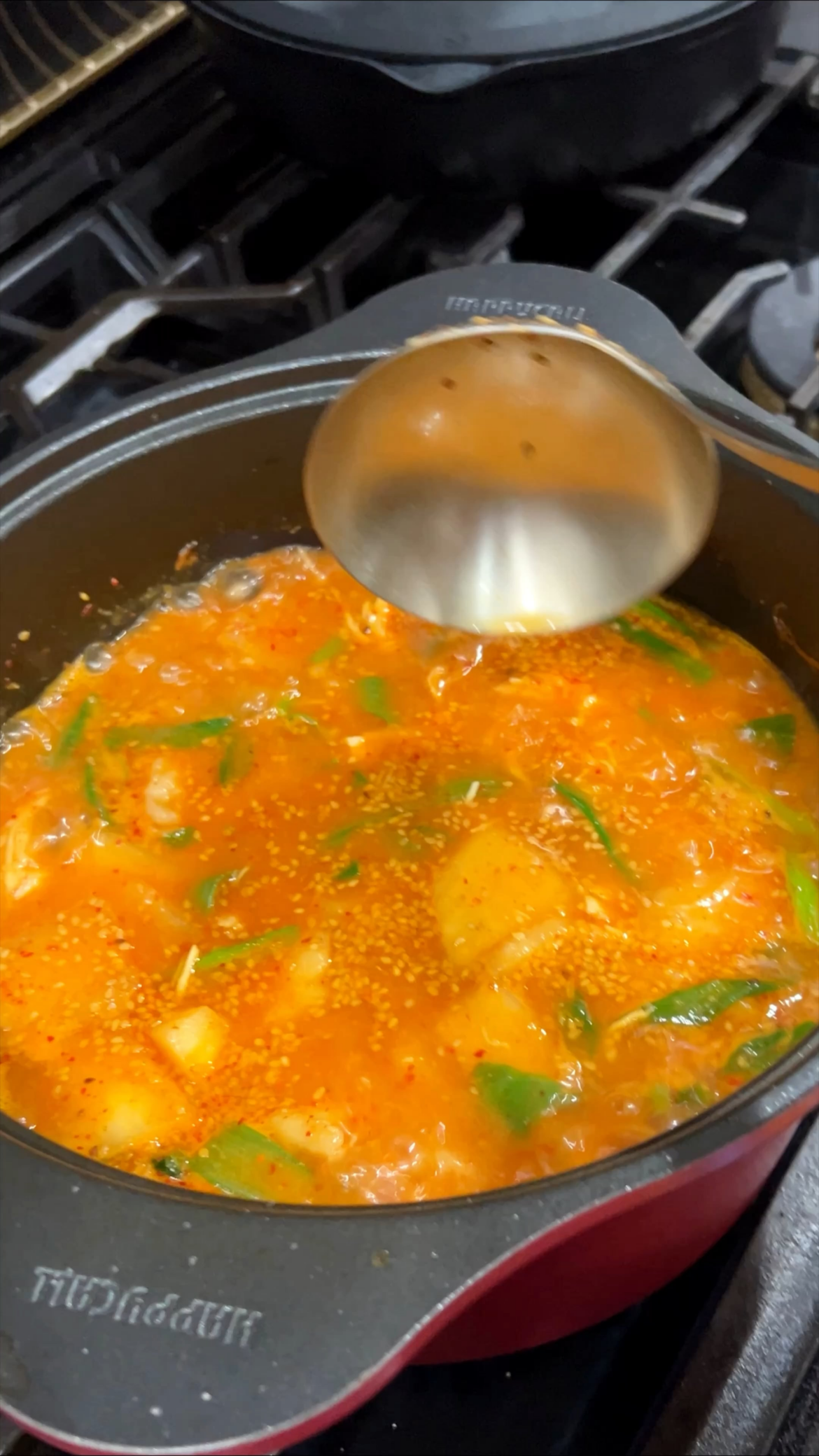 Chicken soup with hand torn noodles