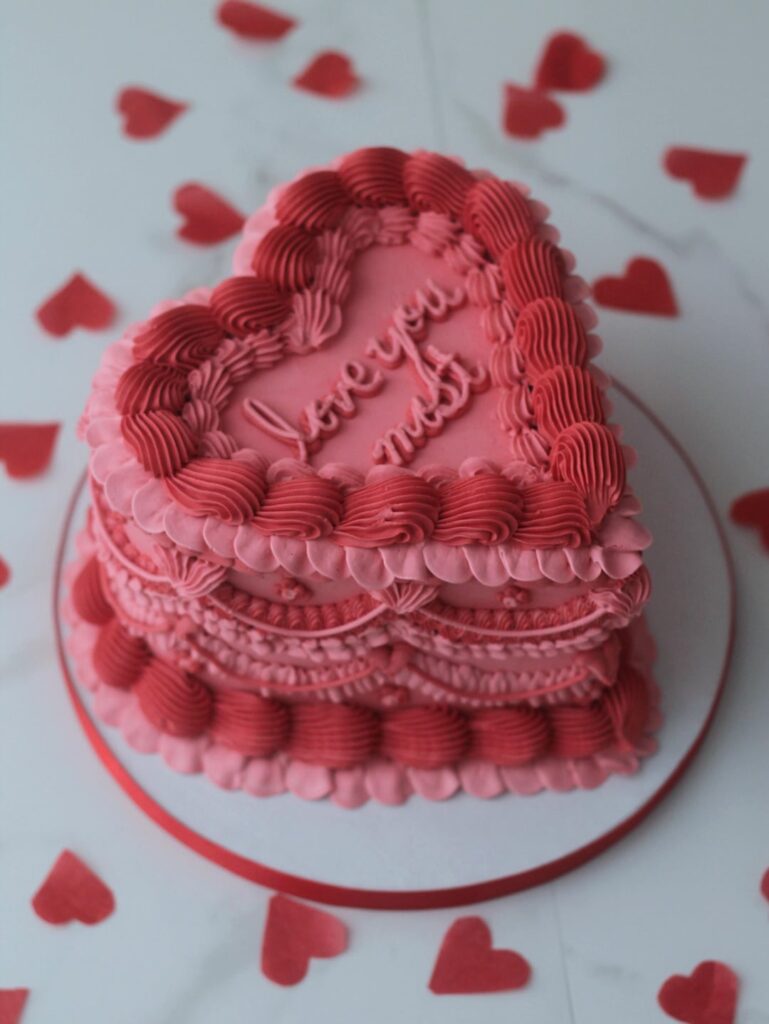 Made a vintage heart wedding cake and am so happy with all the details!