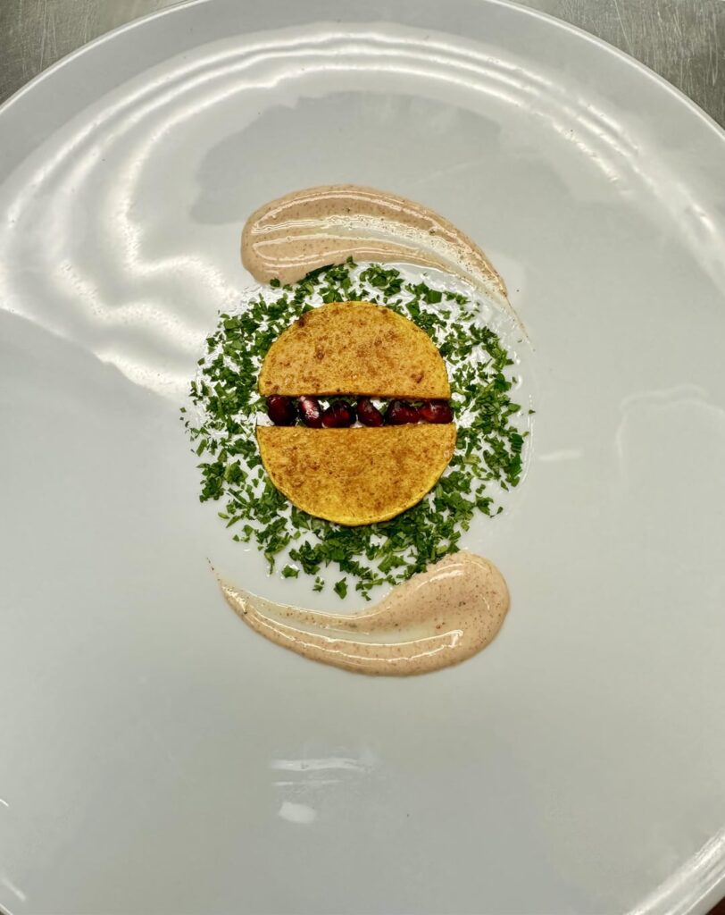 Roasted Ras al Hanout Butternut Squash with Paprika Spiced Yogurt & Pomegranate Arils & Parsley