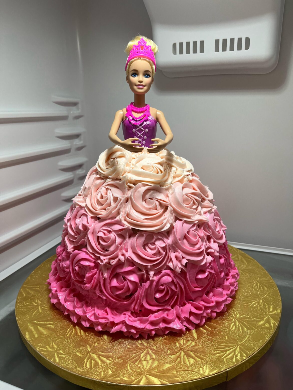 Barbie cake I made, triple chocolate fudge with American buttercream frosting