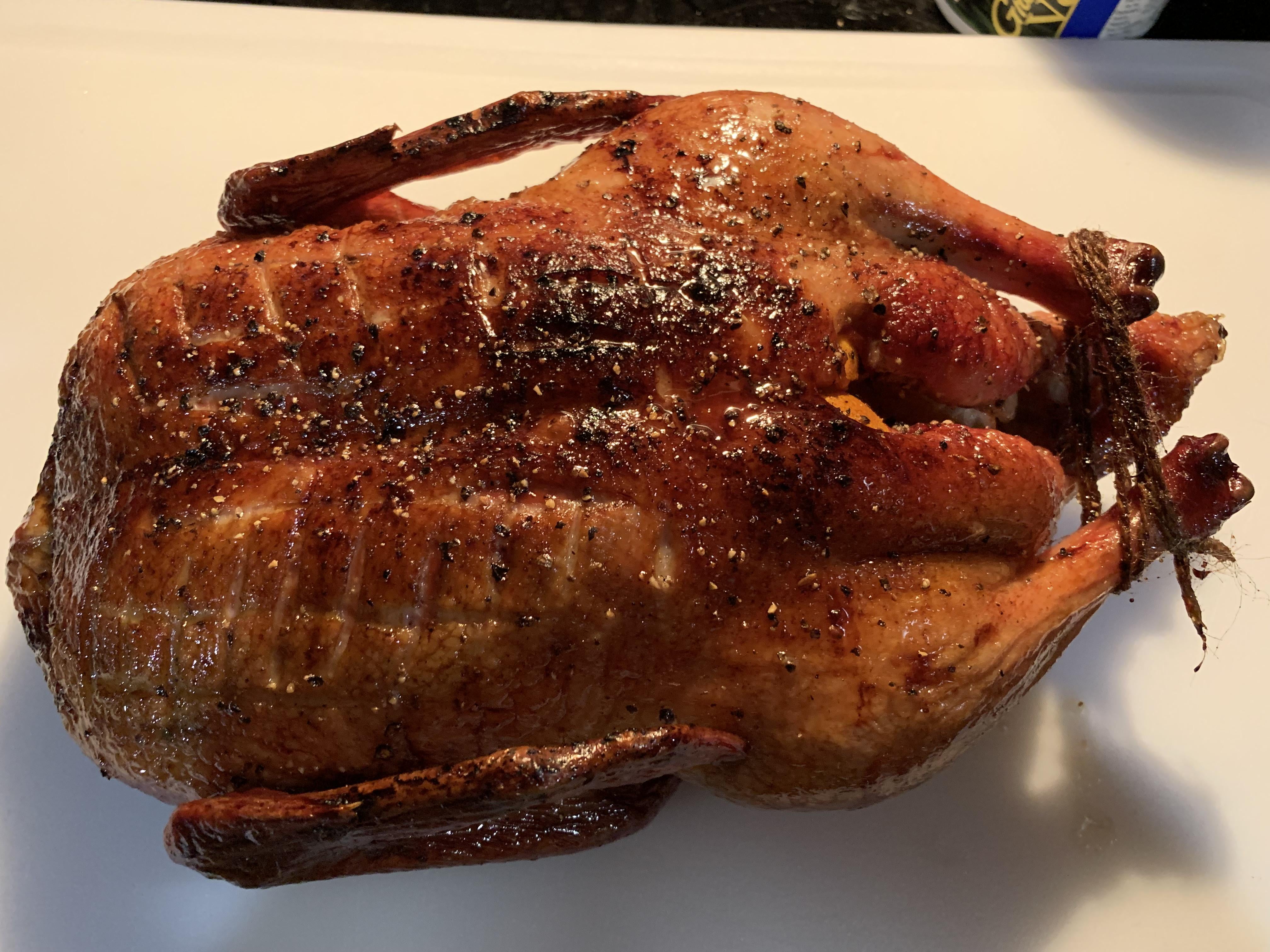 Tried smoking a duck for the first time, it turned out pretty tasty