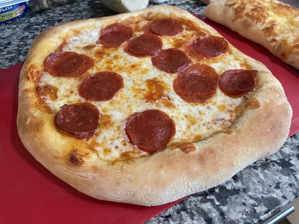 Conventional oven pizza.