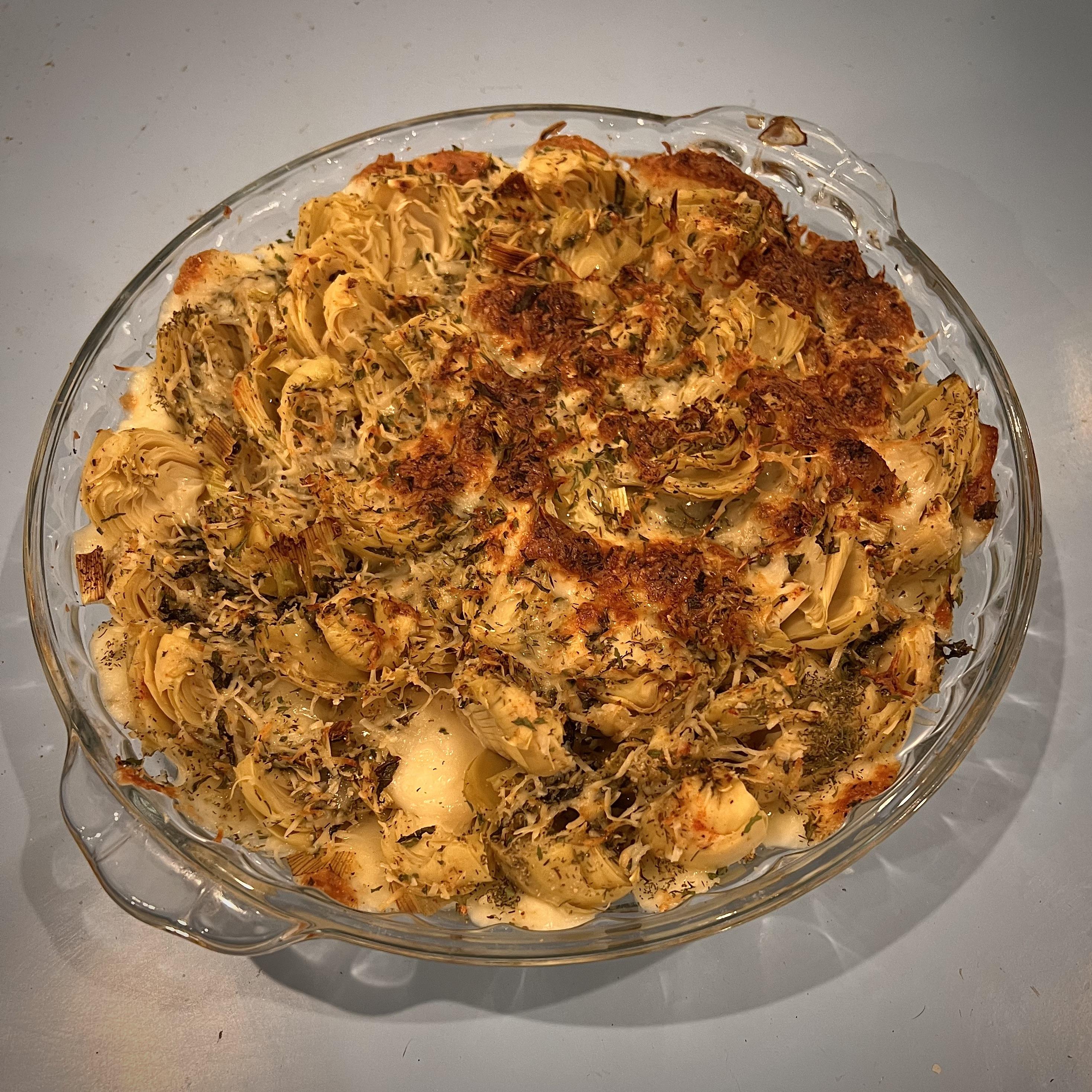 Artichoke Gratin so my fiancé can eat something other than just