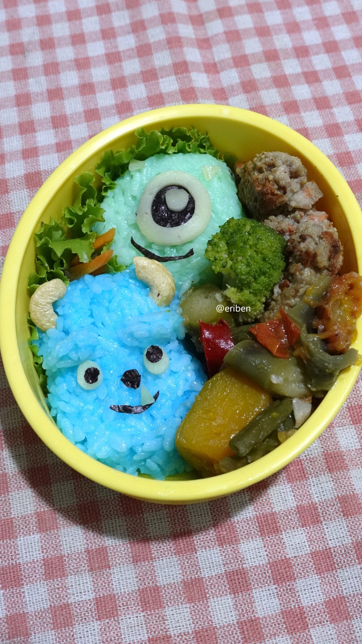 Sully and Mike Wazowski (from Monsters, Inc) Bento