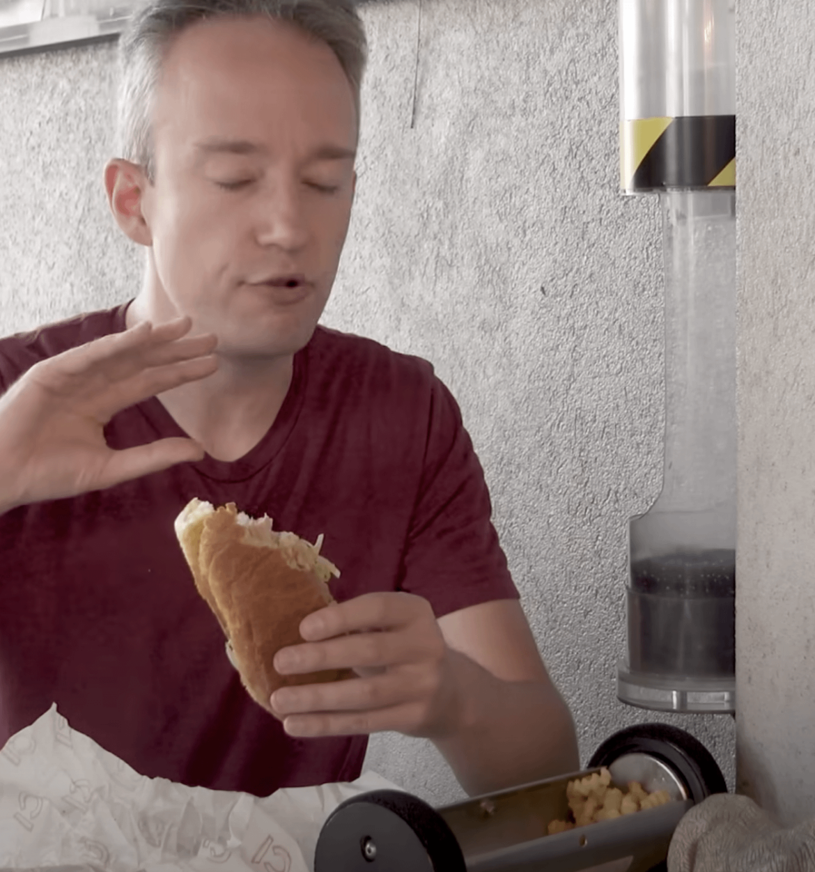 burger delibered by pneumatic tube