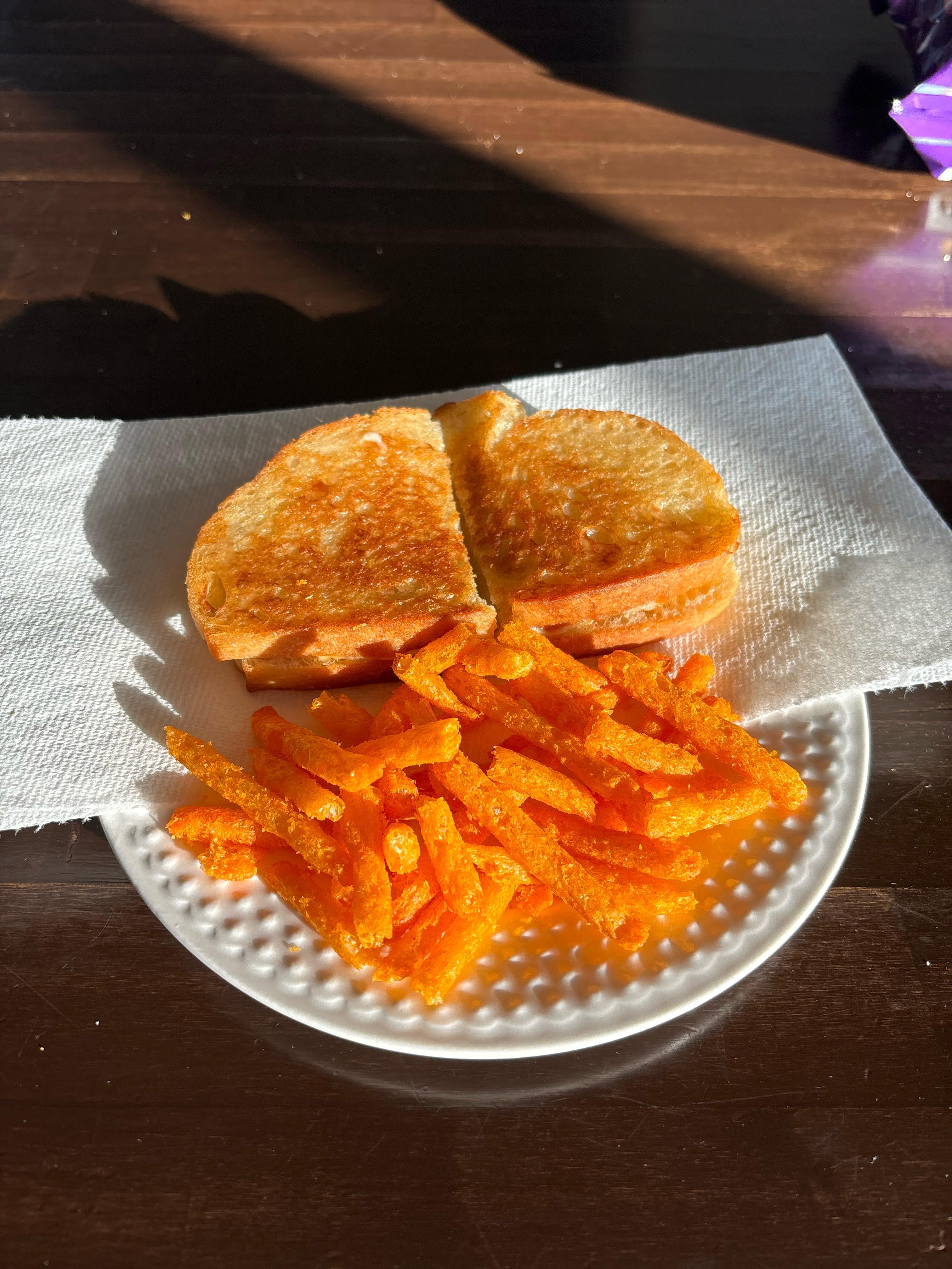 Sourdough, muenster, white cheddar, and mayo Dining and Cooking
