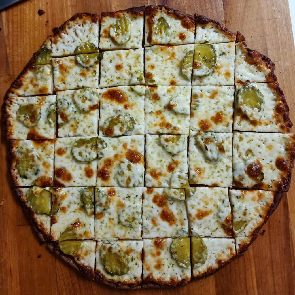 Kenji's Chicago Thin. Dill Pickle and a Half Cheese/Half Pepperoni.