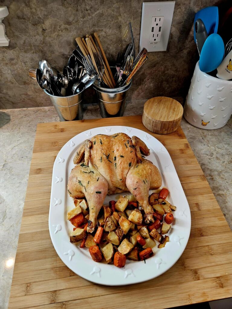 Spatchcocked Chicken turned out perfect for a Thanksgiving for two! Spatchcocked Chicken turned out perfect for a Thanksgiving for two!