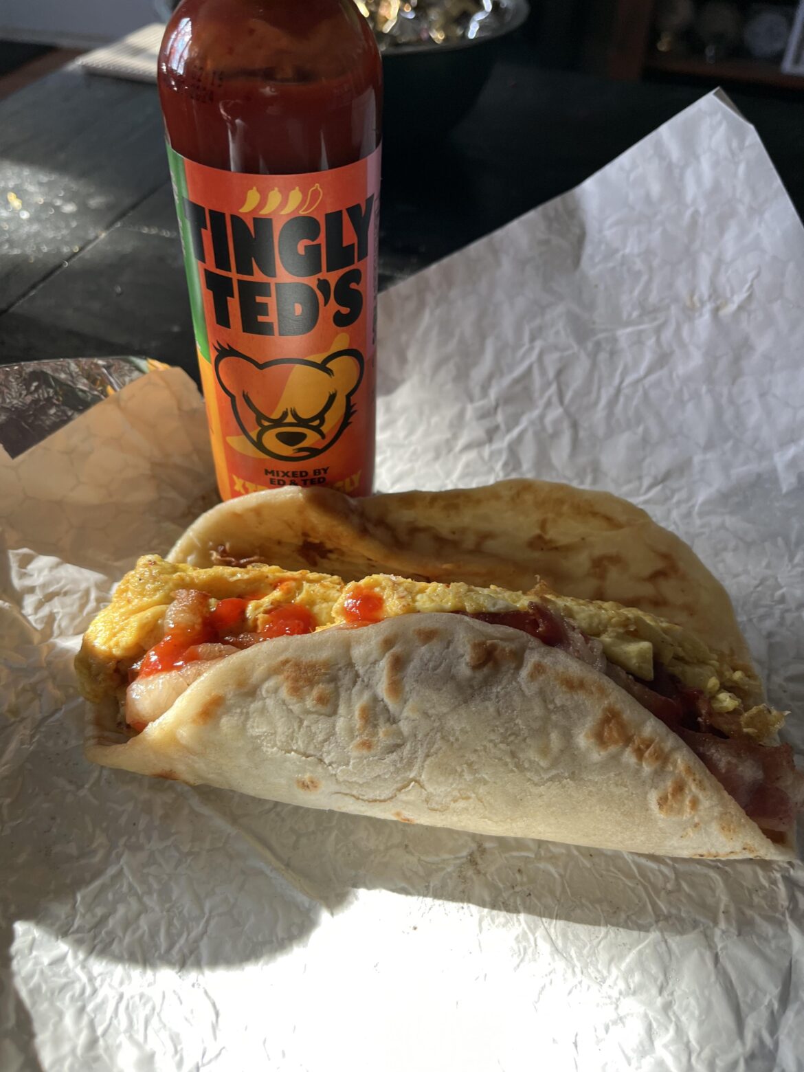Bacon & Egg Taco with a drop of Tingly