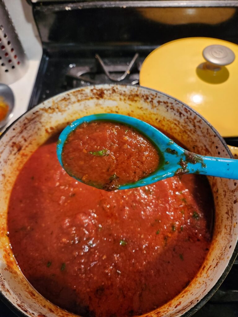 I made Kenji’s Italian-American Tomato Sauce again. It’s becoming a go-to in our house I made Kenji's Italian-American Tomato Sauce again. It's becoming a go-to in our house