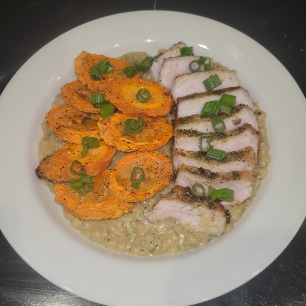Pork Chops over Creamy Parmesan Couscous - read before making!