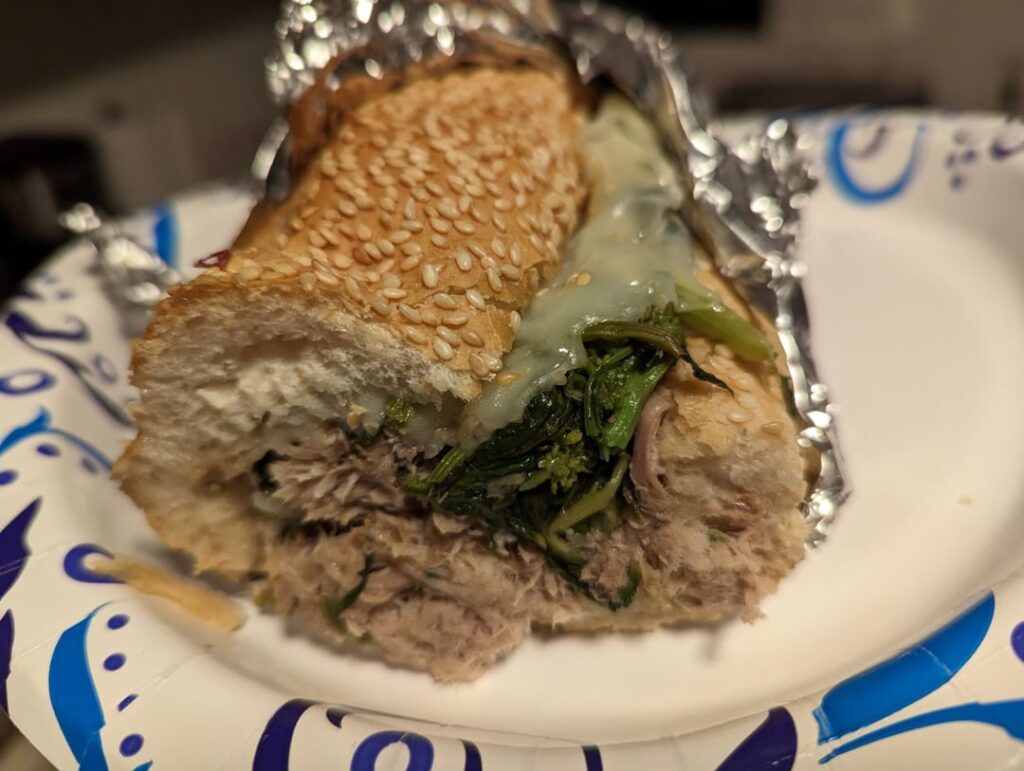 Crock pot roast pork w/ Rabe and sharp provy