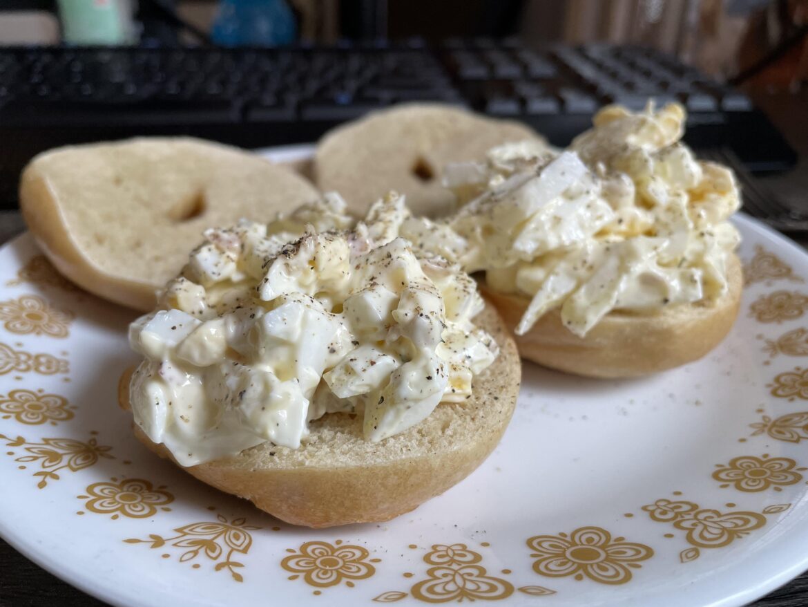 Egg salad on mini bagels