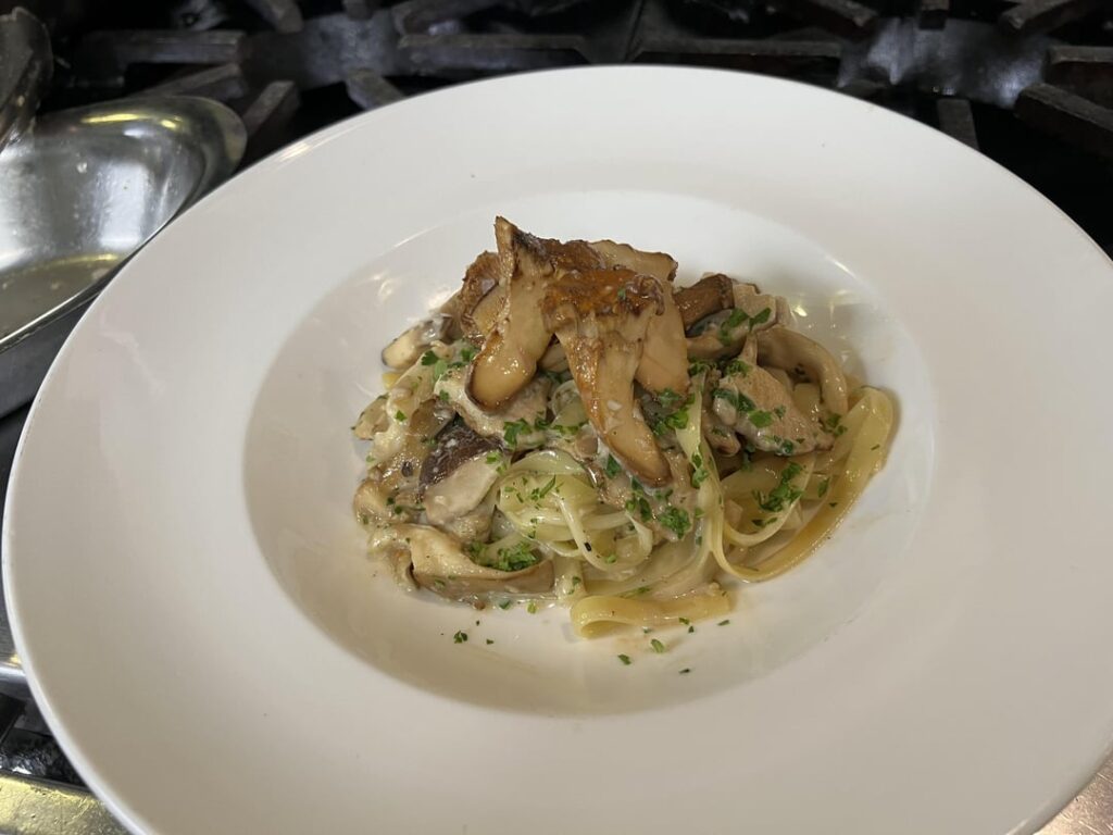 Fettuccine and wild mushrooms, beurre blanc and parsley